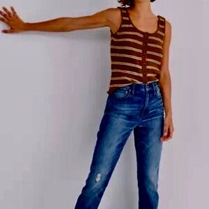 Madewell High Rise Slim Fit Boyfriend Distressed Blue Jeans Sz 24.